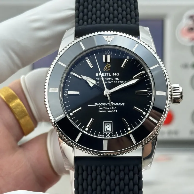 Breitling Superocean Heritage AB201012 Replica - Zwarte Wijzerplaat Rubberen Band