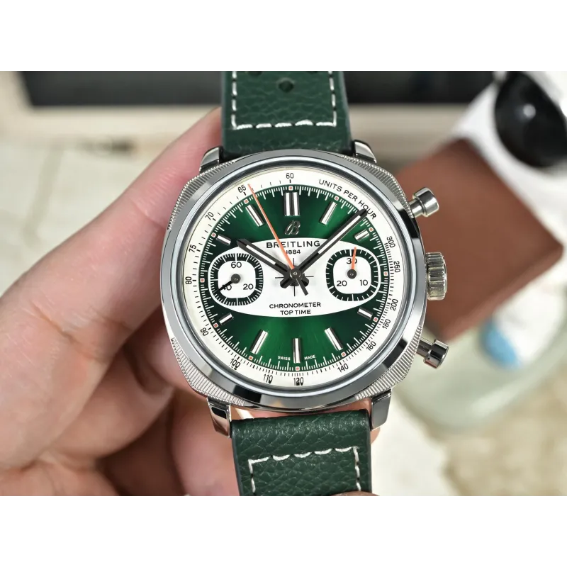 Breitling Top Time Chronograph AB01771A1L1X1 Replica - Groene Wijzerplaat Roestvrij Staal