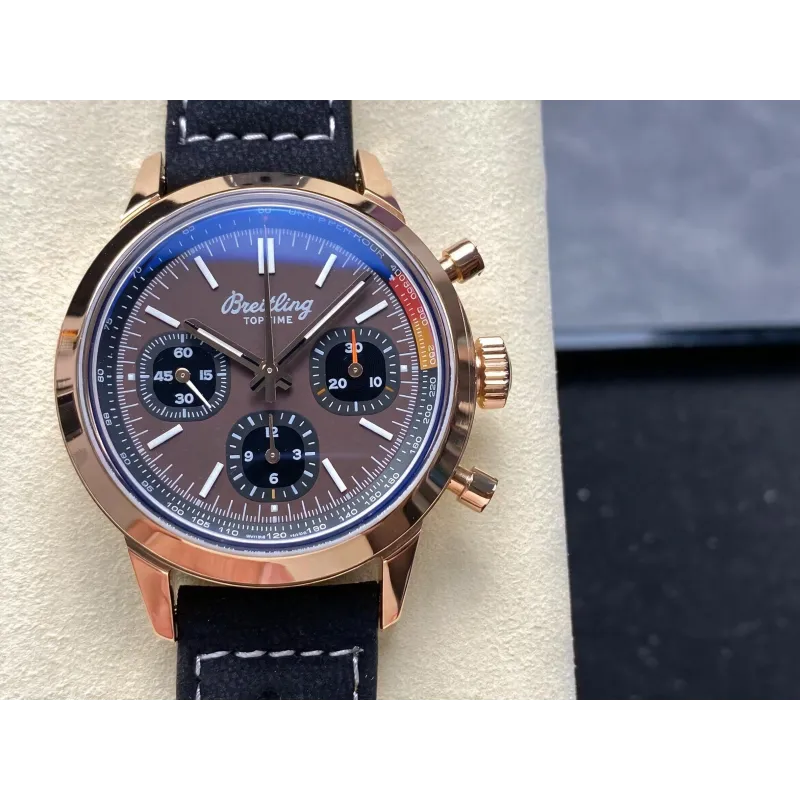 Breitling Top Time B01 Chronograph RB01761A1Q1X1 Replica - Bruine Wijzerplaat Leren Band