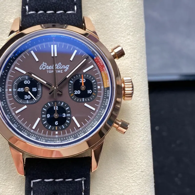 Breitling Top Time B01 Chronograph RB01761A1Q1X1 Replica - Bruine Wijzerplaat Leren Band