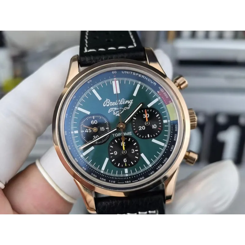 Breitling Top Time A253101A1L1X1 Replica - Groene Wijzerplaat Geribbelde Lunette