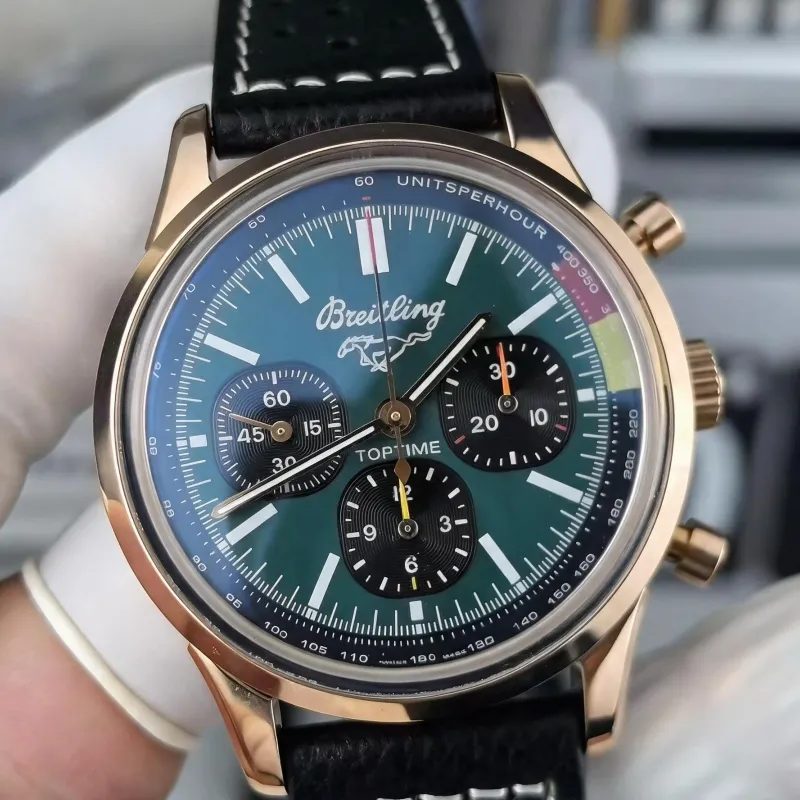 Breitling Top Time A253101A1L1X1 Replica - Groene Wijzerplaat Geribbelde Lunette