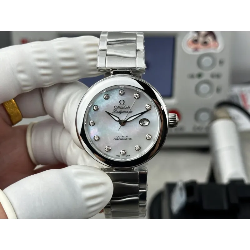 Omega Ladymatic Uniseks 425.30.34.20.55.002 Replica - Parelmoer Wijzerplaat Roestvrij Staal