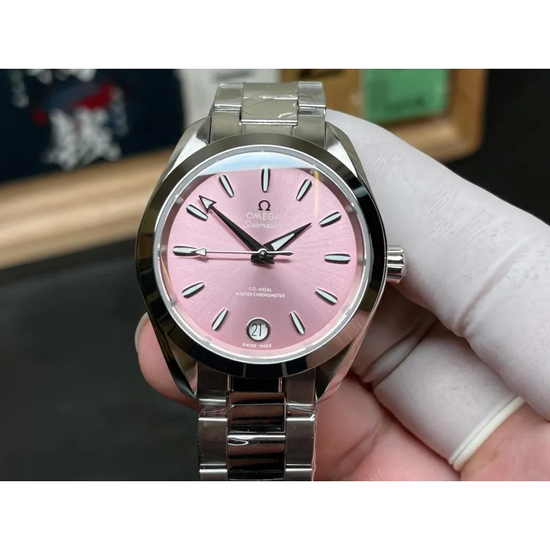Omega Aqua Terra Uniseks 220.10.34.20.10.003 Replica - Roze Wijzerplaat Roestvrij Staal