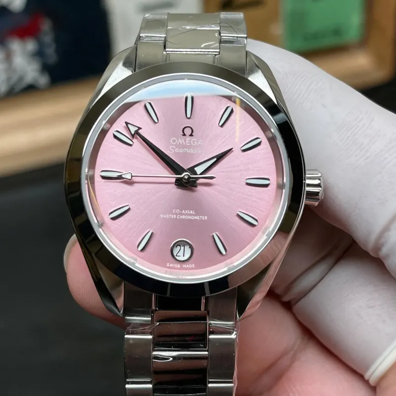 Omega Aqua Terra Uniseks 220.10.34.20.10.003 Replica - Roze Wijzerplaat Roestvrij Staal
