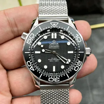 Omega Seamaster 210.30.42.20.01.010 Replica - Zwarte Wijzerplaat Geribbelde Lunette