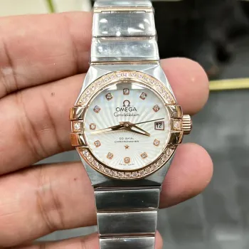 Omega Constellation Uniseks 123.25.27.20.55.001 Replica - Parelmoer Wijzerplaat Geribbelde Lunette