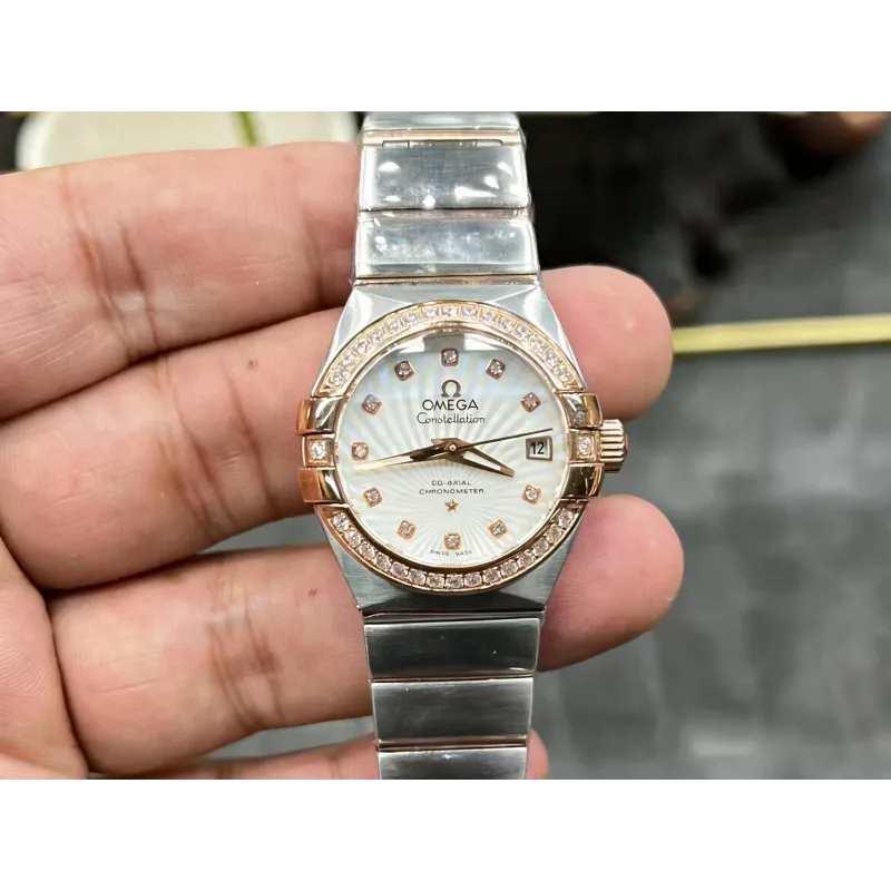 Omega Constellation Uniseks 123.25.27.20.55.001 Replica - Parelmoer Wijzerplaat Geribbelde Lunette