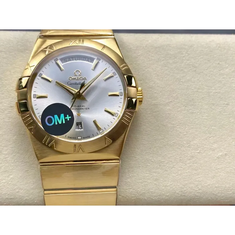 Omega Constellation 123.50.38.22.02.002 Replica - Zilveren Wijzerplaat Geribbelde Lunette