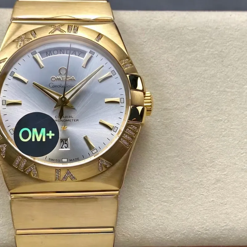Omega Constellation 123.55.38.22.02.002 Replica - Zilveren Wijzerplaat Geribbelde Lunette
