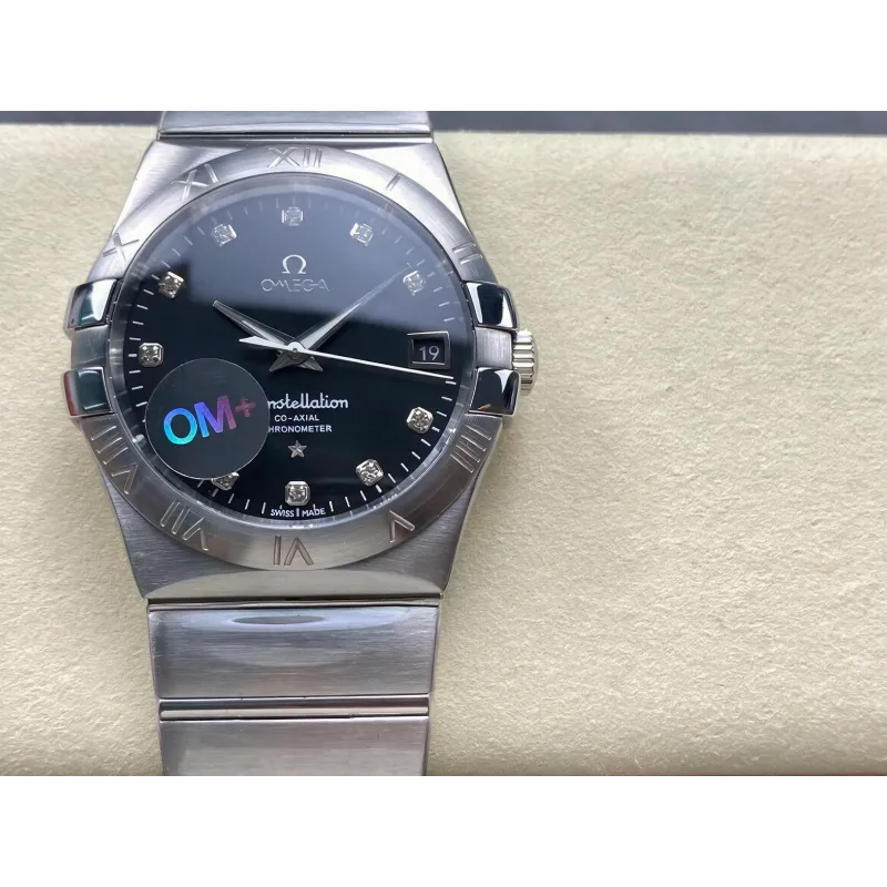 Omega Constellation 123.10.38.21.51.001 Replica - Zwarte Wijzerplaat Roestvrij Staal
