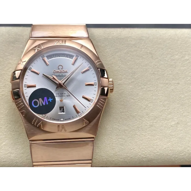 Omega Constellation 123.50.38.22.02.001 Replica - Zilveren Wijzerplaat Geribbelde Lunette