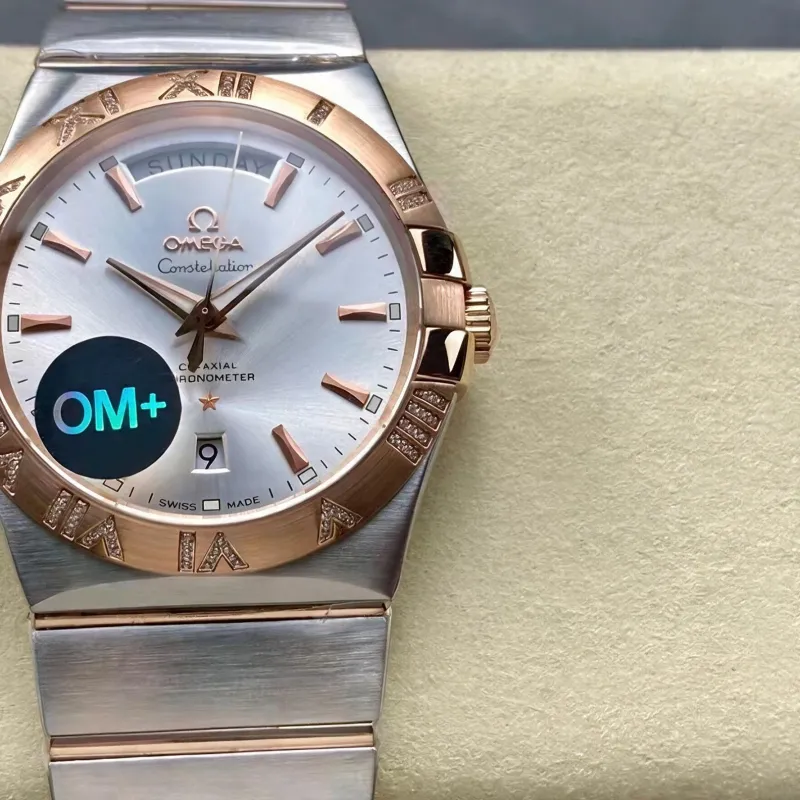 Omega Constellation 123.25.38.22.02.001 Replica - Zilveren Wijzerplaat Geribbelde Lunette