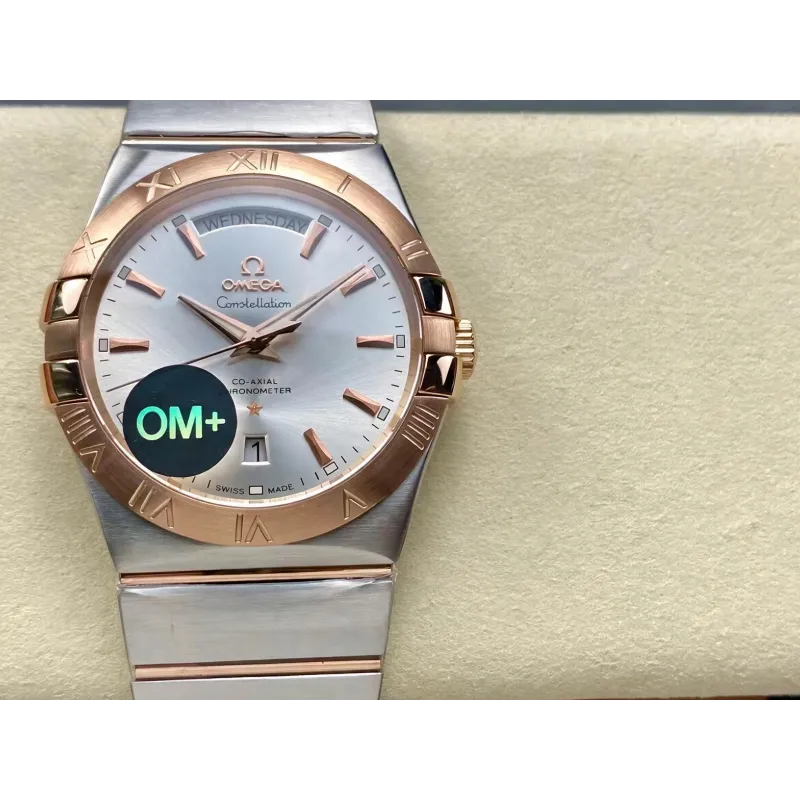 Omega Constellation 123.20.38.22.02.001 Replica - Zilveren Wijzerplaat Geribbelde Lunette