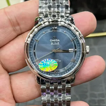 Omega De Ville 424.10.40.20.03.002 Replica - Blauwe Wijzerplaat Roestvrij Staal
