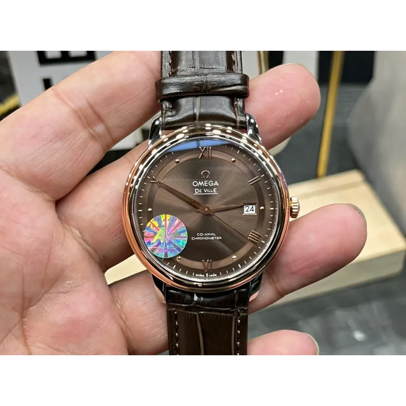 Omega De Ville 424.23.40.20.13.001 Replica - Bruine Wijzerplaat Roestvrij Staal