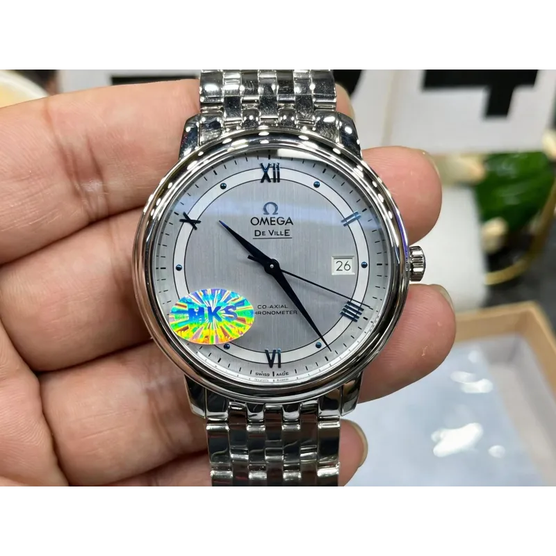 Omega De Ville 424.10.40.20.02.001 Replica - Zilveren Wijzerplaat Roestvrij Staal