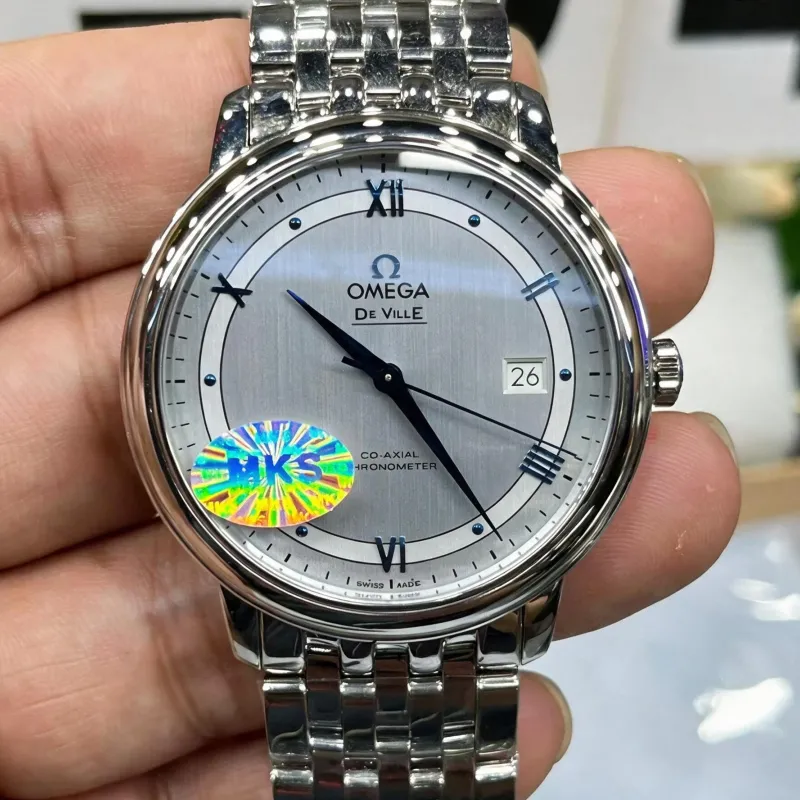 Omega De Ville 424.10.40.20.02.001 Replica - Zilveren Wijzerplaat Roestvrij Staal