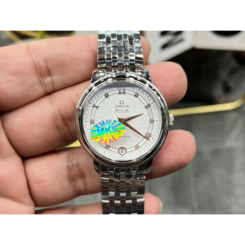 Omega De Ville Dames 424.10.33.20.52.001 Replica - Zilveren Wijzerplaat Roestvrij Staal