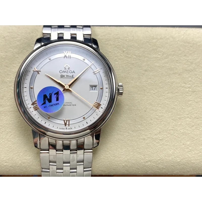 Omega De Ville 424.10.40.20.02.002 Replica - Zilveren Wijzerplaat Roestvrij Staal