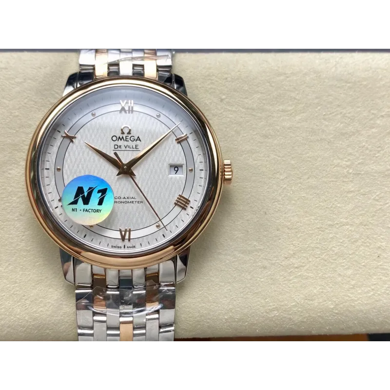 Omega De Ville 424.20.40.20.02.001 Replica - Zilveren Wijzerplaat Roestvrij Staal