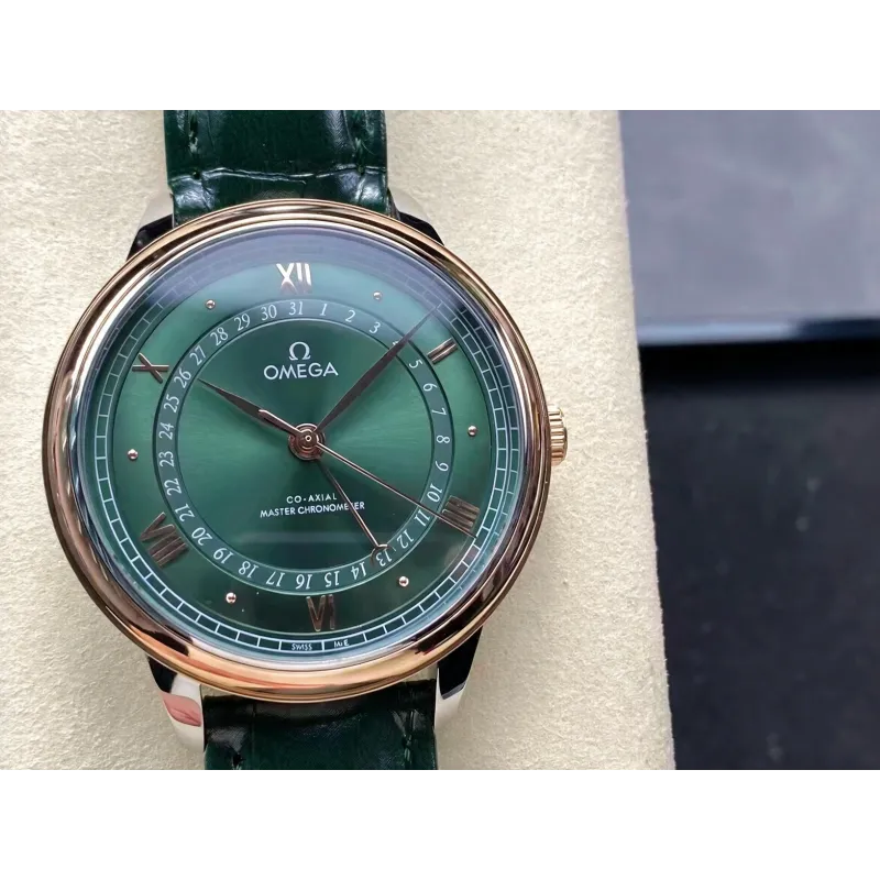 Omega De Ville 434.23.42.22.10.001 Replica - Groene Wijzerplaat Roestvrij Staal