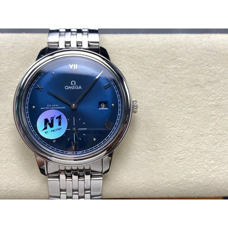 Omega De Ville 434.10.41.20.03.001 Replica - Blauwe Wijzerplaat Roestvrij Staal