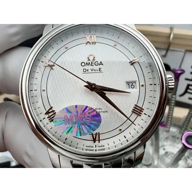 Omega De Ville 424.10.40.20.02.004 Replica - Zilveren Wijzerplaat Roestvrij Staal