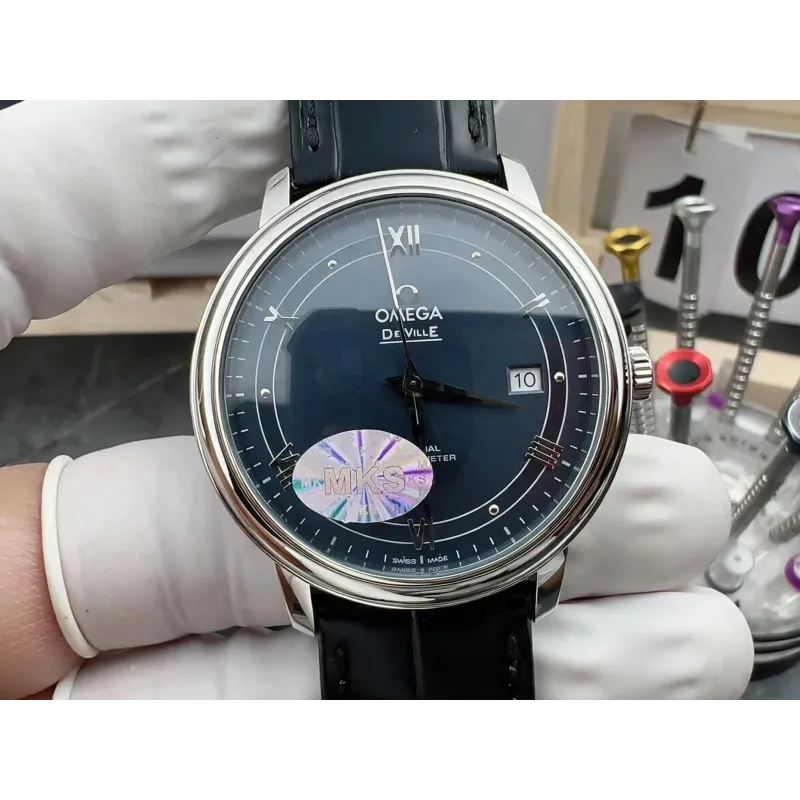 Omega De Ville 424.13.40.20.03.002 Replica - Blauwe Wijzerplaat Roestvrij Staal