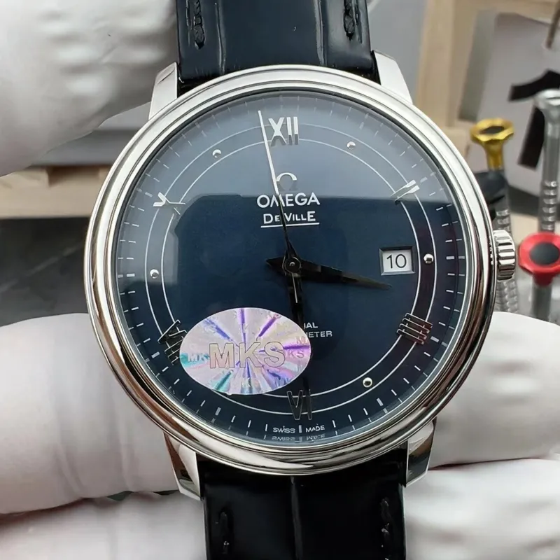 Omega De Ville 424.13.40.20.03.002 Replica - Blauwe Wijzerplaat Roestvrij Staal