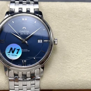 Omega De Ville 424.10.40.20.03.001 Replica - Blauwe Wijzerplaat Roestvrij Staal