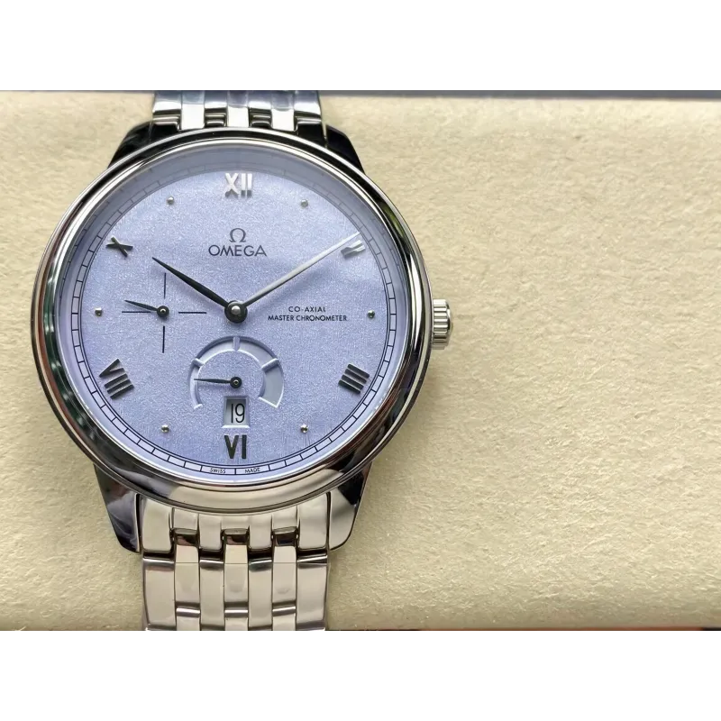 Omega De Ville 434.10.41.21.03.001 Replica - Blauwe Wijzerplaat Roestvrij Staal
