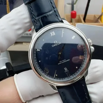 Omega De Ville 434.13.40.20.03.001 Replica - Blauwe Wijzerplaat Roestvrij Staal