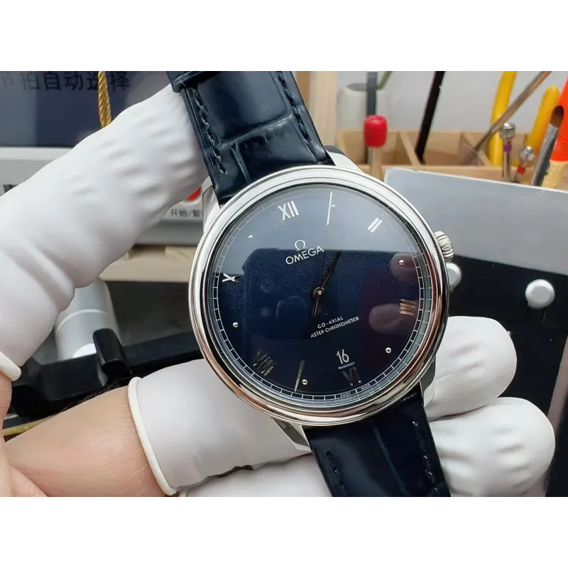 Omega De Ville 434.13.40.20.03.001 Replica - Blauwe Wijzerplaat Roestvrij Staal