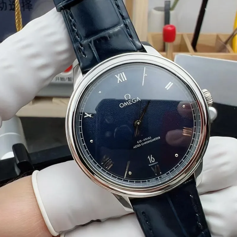 Omega De Ville 434.13.40.20.03.001 Replica - Blauwe Wijzerplaat Roestvrij Staal