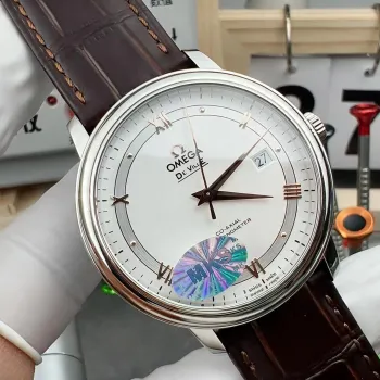 Omega De Ville 424.13.40.20.02.002 Replica - Zilveren Wijzerplaat Roestvrij Staal