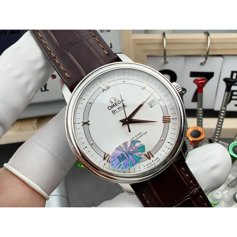 Omega De Ville 424.13.40.20.02.002 Replica - Zilveren Wijzerplaat Roestvrij Staal