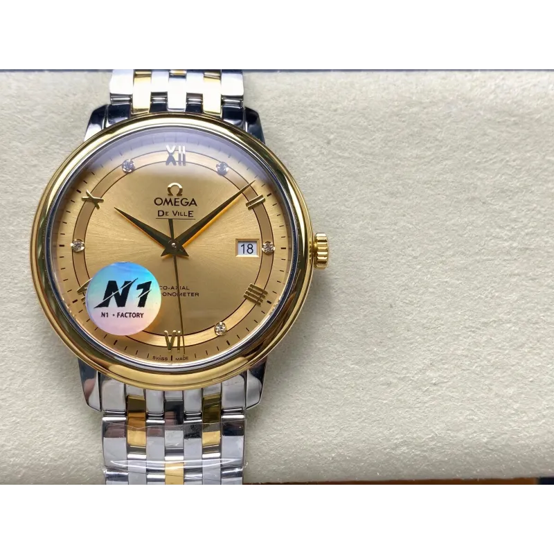 Omega De Ville 424.20.40.20.58.001 Replica - Champagne Wijzerplaat Roestvrij Staal