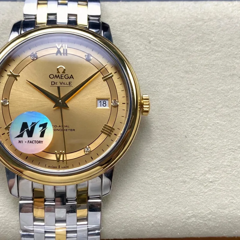 Omega De Ville 424.20.40.20.58.001 Replica - Champagne Wijzerplaat Roestvrij Staal