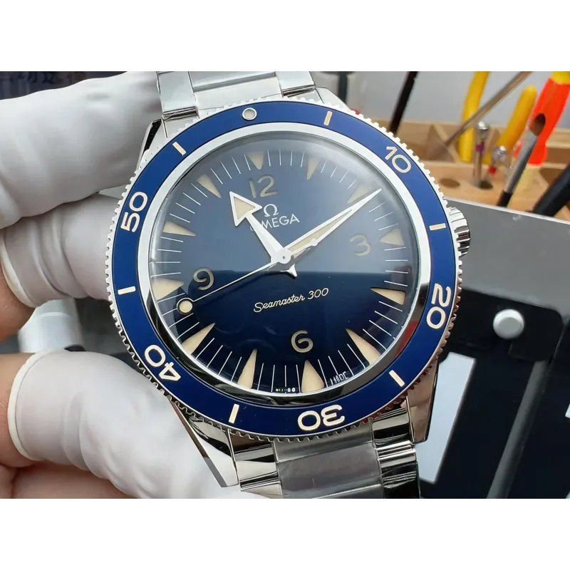 Omega Seamaster 234.30.41.21.03.001 Replica - Blauwe Wijzerplaat Geribbelde Lunette