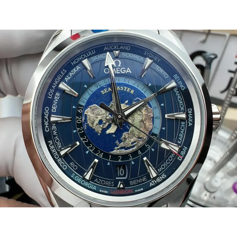 Omega Seamaster 220.10.43.22.03.001 Replica - Blauwe Wijzerplaat Roestvrij Staal