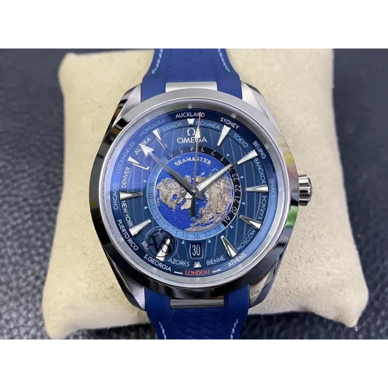 Omega Seamaster Aqua Terra 150M Worldtimer 220.12.43.22.03.001 Replica - Blauwe Wijzerplaat