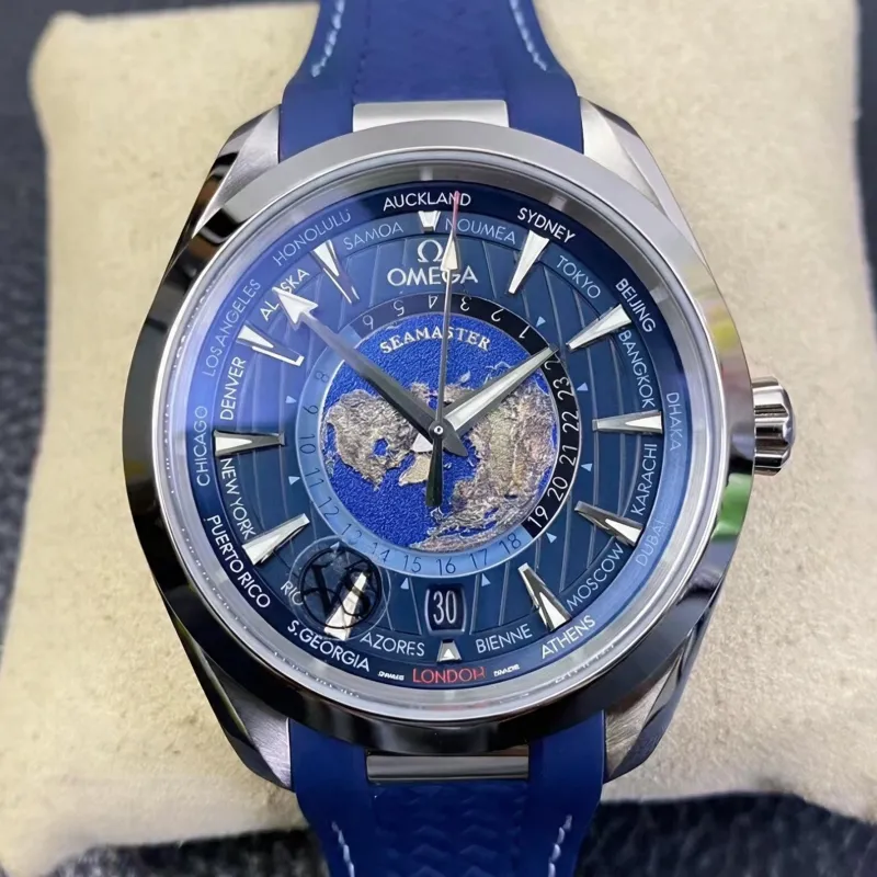 Omega Seamaster Aqua Terra 150M Worldtimer 220.12.43.22.03.001 Replica - Blauwe Wijzerplaat
