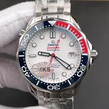 Omega Seamaster 212.32.41.20.04.001 Replica - Witte Wijzerplaat Geribbelde Lunette