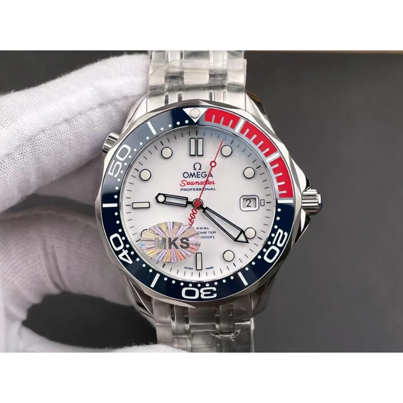 Omega Seamaster 212.32.41.20.04.001 Replica - Witte Wijzerplaat Geribbelde Lunette