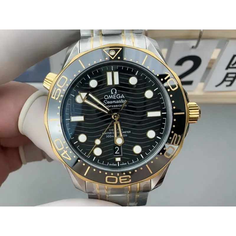 Omega Seamaster 210.20.42.20.01.002 Replica - Zwarte Wijzerplaat Geribbelde Lunette