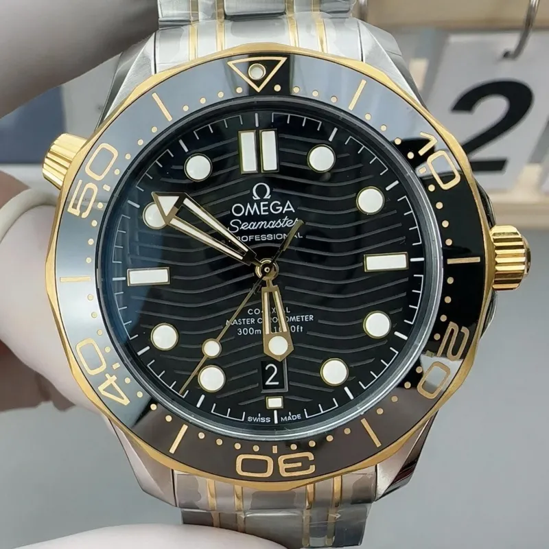 Omega Seamaster 210.20.42.20.01.002 Replica - Zwarte Wijzerplaat Geribbelde Lunette