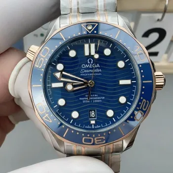 Omega Seamaster 210.20.42.20.03.002 Replica - Blauwe Wijzerplaat Geribbelde Lunette