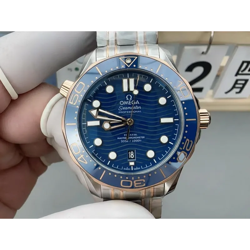 Omega Seamaster 210.20.42.20.03.002 Replica - Blauwe Wijzerplaat Geribbelde Lunette