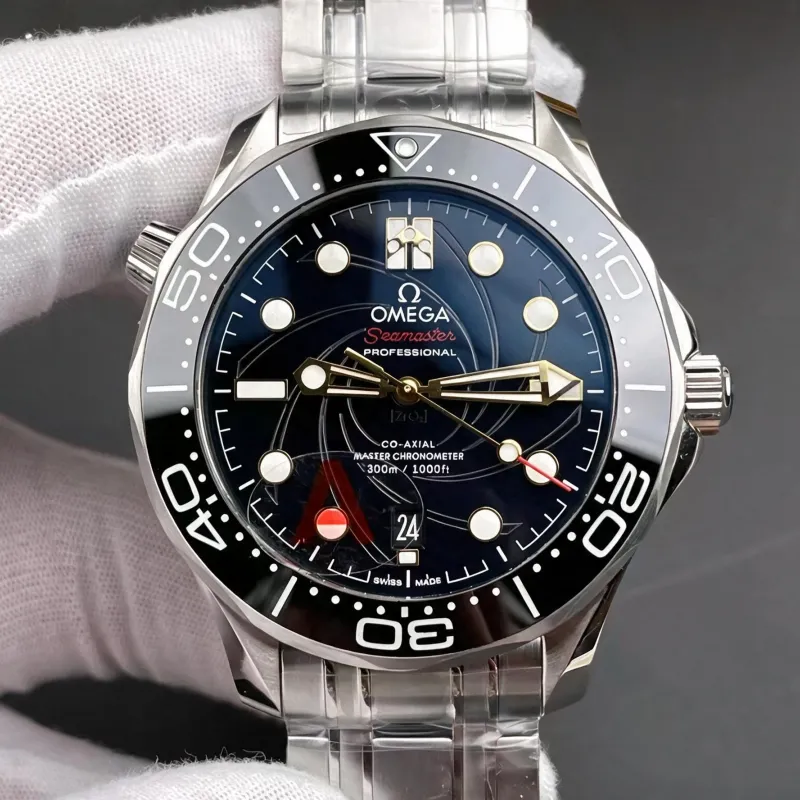 Omega Seamaster 210.22.42.20.01.004 Replica - Zwarte Wijzerplaat Geribbelde Lunette